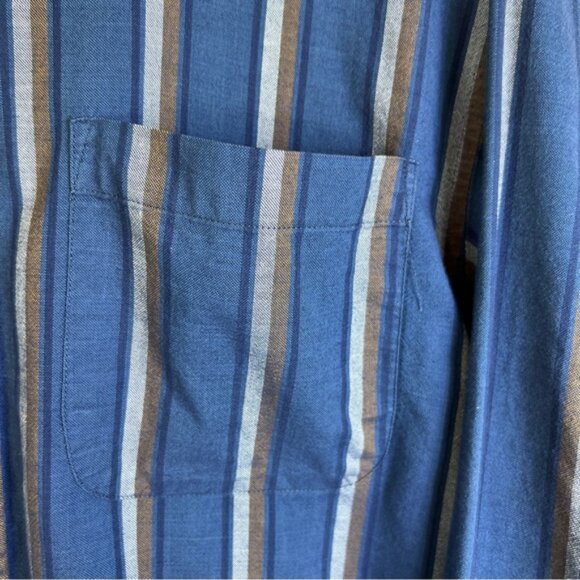 Manhattan Large Button Down Stripe Shirt w/Single Button Cuff w/Pocket - Picture 6 of 10
